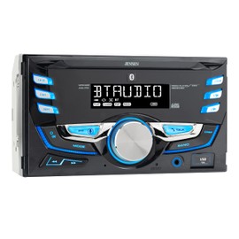 JENSEN MPR420 7 Character LCD Double DIN Car Stereo Receiver | Push to Talk Assistant | Bluetooth Hands Free Calling & Music Streaming | AM/FM Radio | USB Playback & Charging | Not a CD Player