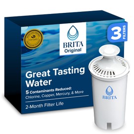 Brita Longlast Filtro de agua, filtros de repuesto de larga duración para jarras y dispensadores, Estándar, Blanco, 3ct, 3, 3