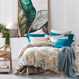 Eikei Damask Medallion Duvet Cover, Luxury Paisley Print Bedding Set, 400 Thread Count Egyptian Cotton (Majorca, King)