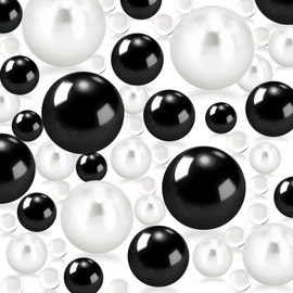 20mm 14mm 10mm 100 PCS Floating Beads and 800 Piece Water Gel Bead for Vases, Black&White Pearls for Centerpieces Vase Fillers Pearl Home Wedding Decor