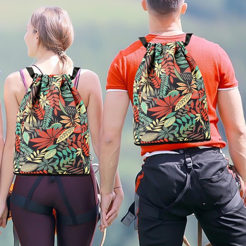 Foldable Drawstring Backpack,Foldable Sports Backpack Waterproof Drawstring Bag | Large