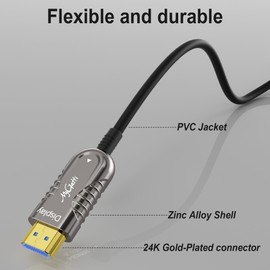 Mygatti 4K HDMI Fibre Optic Cable 30 Metres, HDMI Optical Cable 2.0, 4K @ 60Hz 18Gbps High Speed UHD Fibre Optic AOC, 4:4:4 RGB, Zinc Alloy Housing, Slim Outer Diameter: 4.8 mm