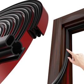 JSIWOTH Weather Stripping, Black D-Shaped Rubber Seal Strip for Doors/Windows, Self-Adhesive Door Soundproof Weatherstripping for Door Frame Window Insulation Gap Blocker 20 Ft