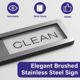 Dishwasher Magnet Clean Dirty Sign - Stainless Steel Dishwasher Magnetic Sign - Clean & Dirty Dishwasher Slider Easy to Indicator - Kitchen Gadgets