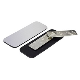 Name Tag/Badge Blanks - 25 Pack - Brushed Silver 1" X 3", Round Corners, Magnetic Backing