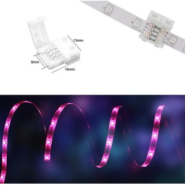 ENQIMAOYI 20Pcs 4-Pin LED Strip Connectors, 8mm Wide Unwired Solderless LED Light Connectors, Easily Extend or Splice SMD 3825 2835 RGB Multicolor Light Strips