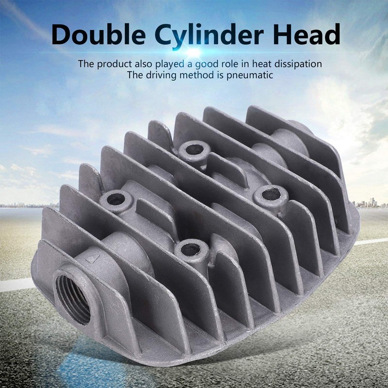 Double Cylinder Head, 2Pcs Durable Cast Aluminum Material Air Compressor