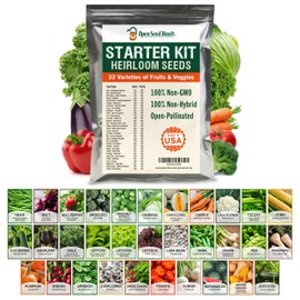 Open Seed Vault 15,000 Non GMO Heirloom Vegetable Seeds for Planting Vegetables and Fruits - 32 Variety Pack of Vegetable Seeds for Gardening, Survival Gear, Seed Vault Emergency Supplies Kit