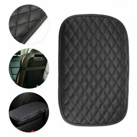 Universal Car Armrest Cover, PU Leather Auto Center Console Pad Cover, Cushion Pad Protector, Fit for Most Vehicles (Black)