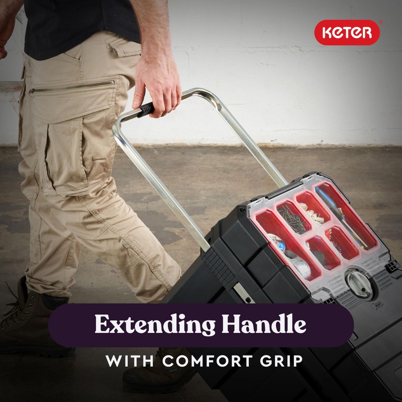 Keter Masterloader Resin Rolling Tool Box with Locking System and