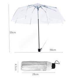 AOVNA Transparent Folding Umbrella Wedding Fashion Transparent Umbrella Portable Travel Umbrella for Ladies Mens Unisex(White)
