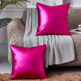 EUCIOR Hot Pink Throw Pillow,Decorative Pillow Cases,Neon Pillow Covers 22x22,Decorative Throw Pillow Covers Modern Metallic Shiny Cushion Cover,Gold Throw Pillows for Couch (Hot Pink)