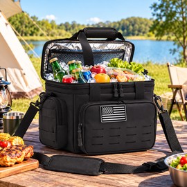 18L Insulated Cooler Bag for Camping and Picnics – Expandable Leakproof Polyester Lunch Tote for Outdoor Travel and Family Outings