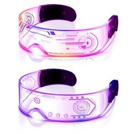 2 Pairs LED Visor Glasses 7 Colors Futuristic Glasses 4 Modes Light Up Glasses Honeycomb Luminous Glasses for Adults (Trendy Style)