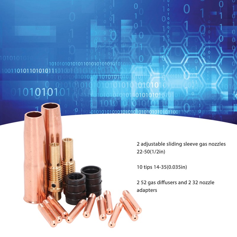 16Pcs MIG Welding Gun Accessory Kit Tip Nozzle Diffuser Adapter