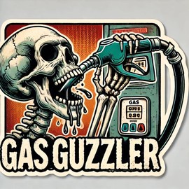 Gas Guzzler Car Window Coloful Sticker, Funny Gas Truck Decal, 5 inches - Truck Window Decal