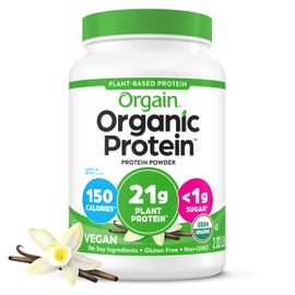 ORGAIN Proteina Vegana y Organica en Polvo - SIN OGM - GLUTEN FREE - LIBRE DE LACTOSA - SIN AZUCAR ANADIDA - LIBRE DE SOYA - Sabor Vainilla - 920grs