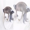 Eileen Gray Blue Wig, Natural Fluffy, Women's, Wig, Straight, Small