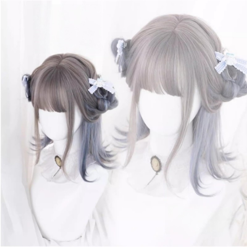 Eileen Gray Blue Wig, Natural Fluffy, Women's, Wig, Straight, Small