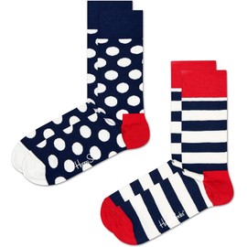 Happy Socks, 2-Pack Crew Socks, Classic Big Dot Socks for Men and Women, Size 36-40