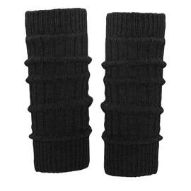 Leg Warmers with Cuffs Chunky Knit Leg Warmers Classic Black Grey Brown, black