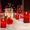 Roomsily Flameless Battery Operated Flickering Candles:3PACK Red Real Wax Pillar