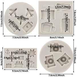 Airplane Silicone Molds Travel Luggage Bag Fondant Mold Set Of 4