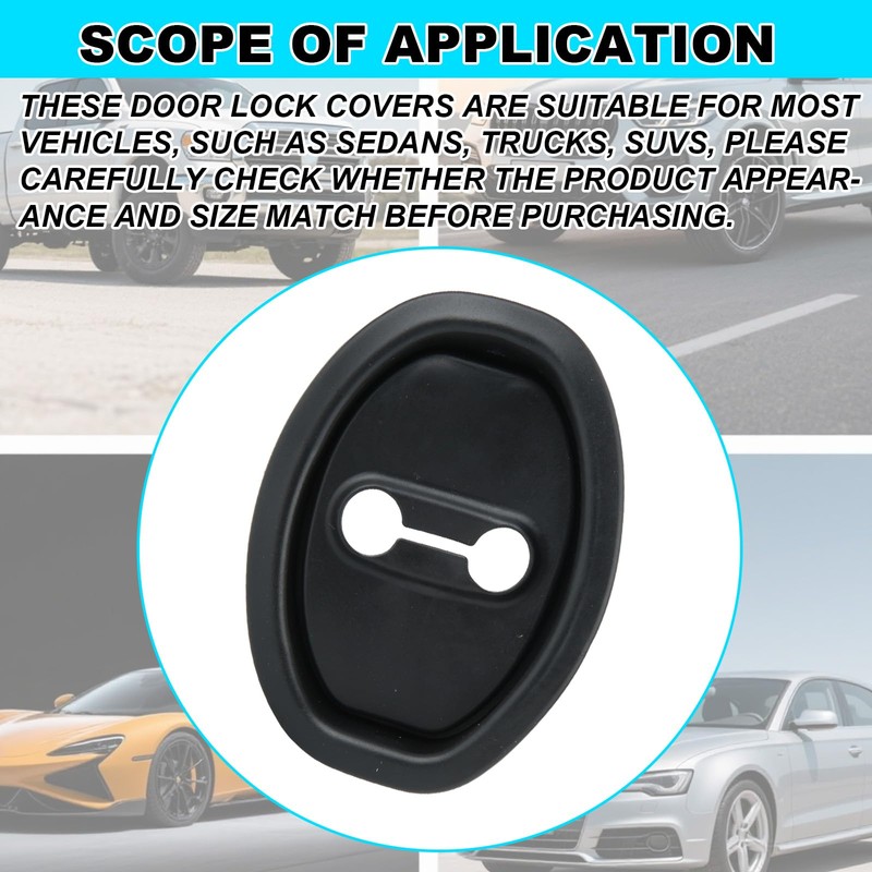 lasuroa 4pcs Silicone Car Door Latch Covers, Universal Door Strike