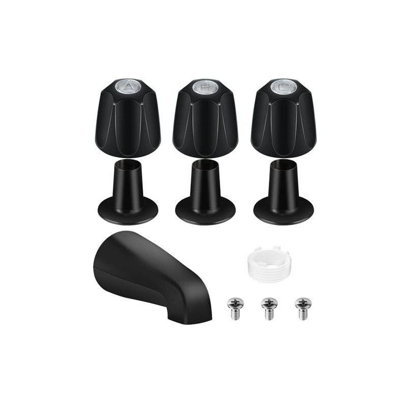 Matte Black Bath Tub Spout Shower Trim Kit, with 3