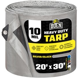 Heavy Duty Tarp Waterproof Large Cover |Silver/Black, 20' x 30' 10 Mil Thick | Rip Proof Tarps | Thick Weave Material, UV Resistant Great for Tarpaulin Canopy Tent, Boat, RV or Pool Cover