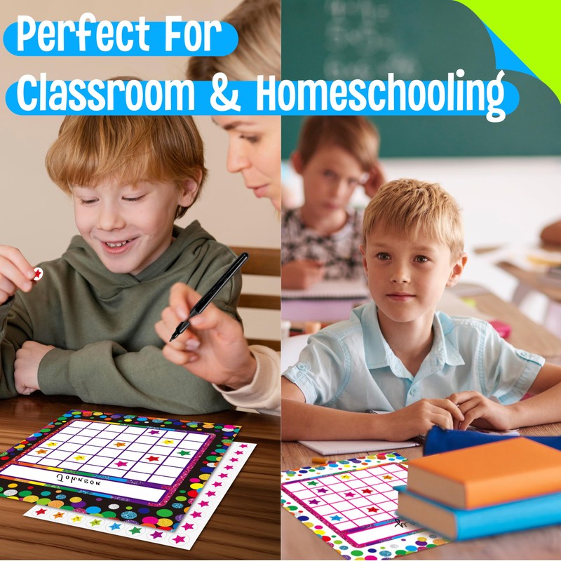 90 Pack Classroom Incentive Chart, 2 Colorful Designs with 2640