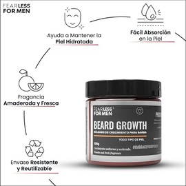 Fearless For Men Bálsamo de Crecimiento de Barba Fortificado con Minox y Proxidil - Estimula Barba con Growth Fórmula Lumbeard Balsamo para Barba Rápi