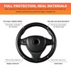 BWBWND Genuine Leather Steering Wheel Cover, 15 Inch Breathable DIY