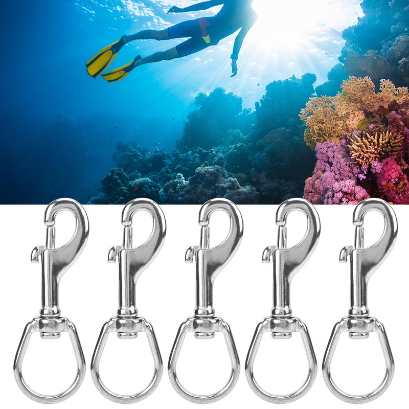 L100MM SpringSnap Clip Diving Hook Double Ended Stainless Steel Spring