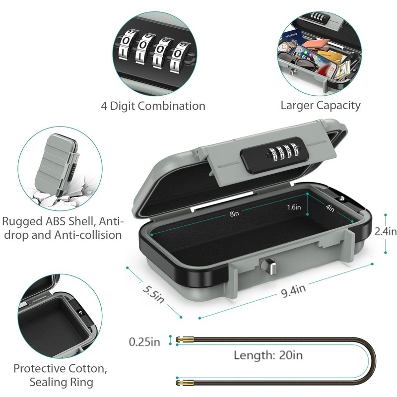 ORIA Portable Safe with Number Code, Security Box, Outdoor Security