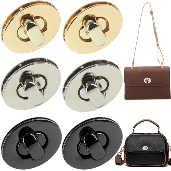 6 PCS Oval Turn Lock Clasp Twist Lock Purse Closure
