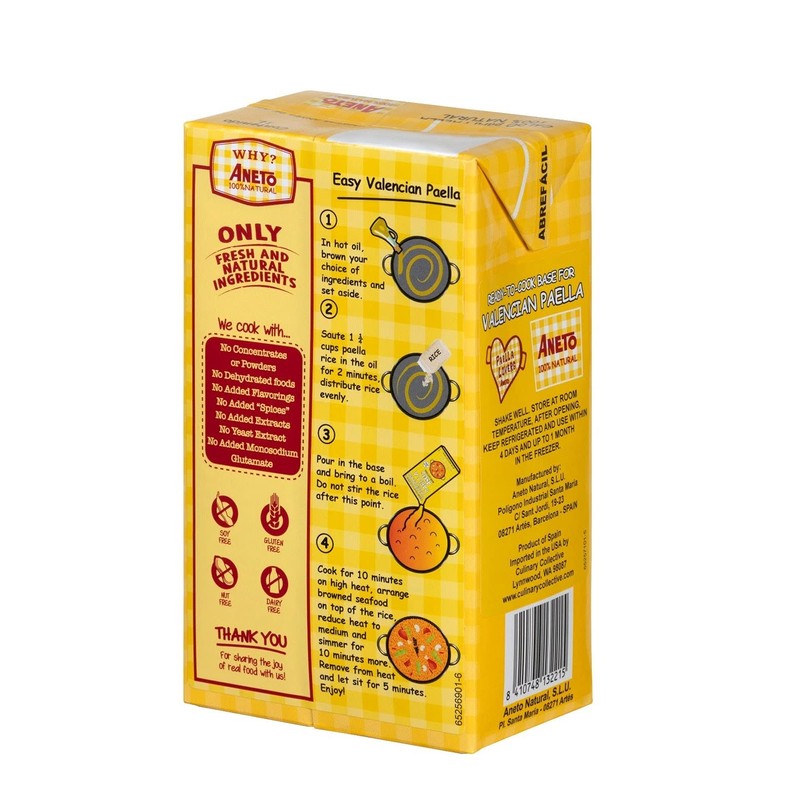 Aneto Valencian Paella Cooking Base Broth, 33.83 Fluid Ounce
