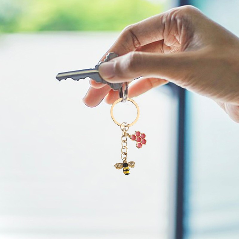 2 Pieces Bee Keychains, Animal Shape Keychains, Creative Keychains, Honeycomb