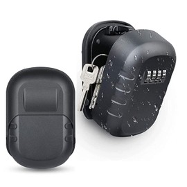 Key Safe Lock Box for Outside, House Wall Mounted Key Storage Box with 4 Digit Resettable Combination Code Secure Hide Keys with Mounting Kit & Waterproof Cover (Black)