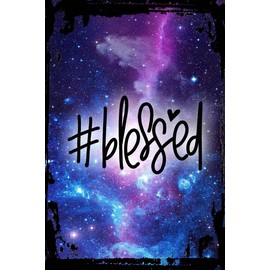 Galaxy Inspirational Tin Sign #Blessed Hashtag Christian Grateful Gifted Jesus Christ Metal Wall Art Decor Funny Gift