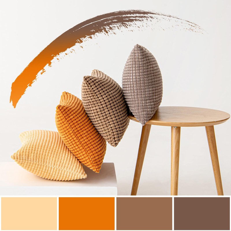 MIULEE Cushion Covers Striped Corduroy Fabric Square Throw Pillow Cover