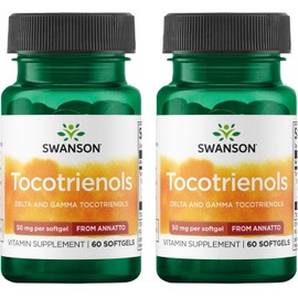 Swanson Deltagold Tocotrienols - Annatto & Vitamin E Tocotrienols - 99% Tocopherol Free (60 Softgels, 50mg Each) (2 Pack)