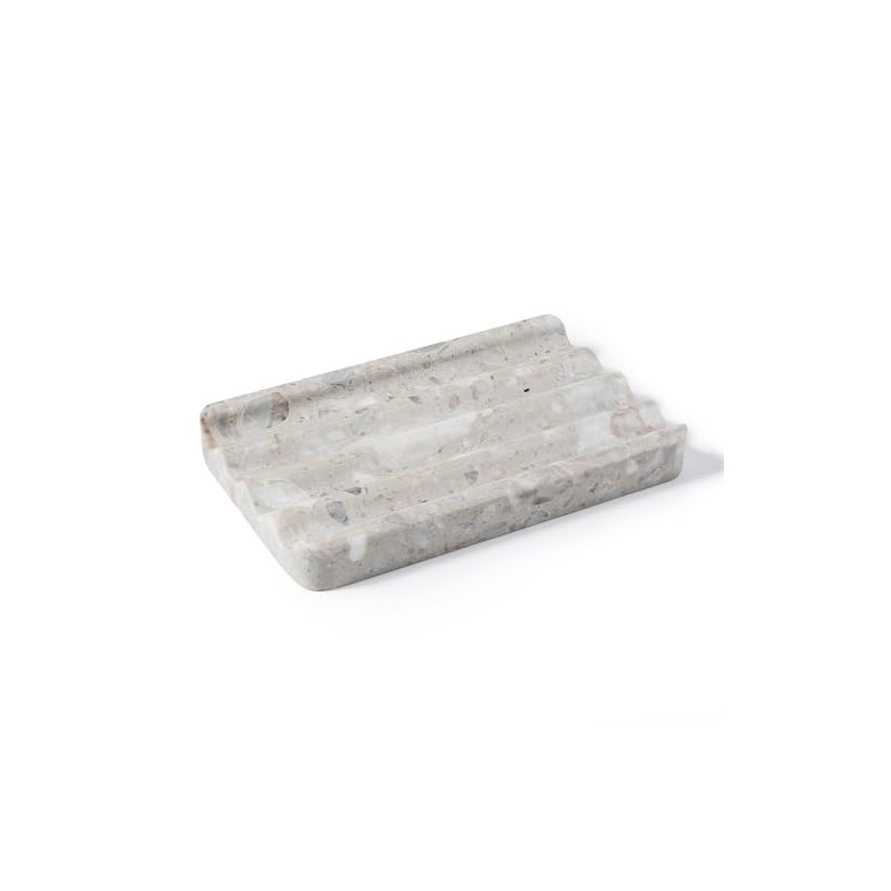 Karibiber - Jabonera de mármol gris para encimera de cocina,