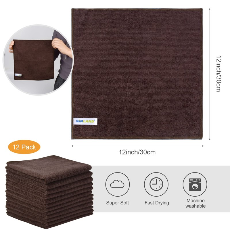 SINLAND Absorbent Microfiber Dish Cloth Kitchen No Streak Cleaning Cloth