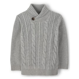 Gymboree Boys and Toddler Long Sleeve Cable Knit Shawl Sweater, Grey, 8