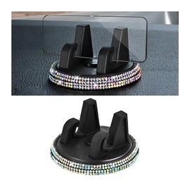 Bittwee Bling Car Phone Holder, Rhinestones 360° Adjustable Vehicle Center Console Dashboard Navigation Cellphone Mount, Diamond Automobile Smartphone Support Bracket, Universal Fit (Multicolor)