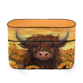 Uourmeti Sunflower Highland Cow Camper Propane Tank Cover Double 30lb Weather Resistant Gas Cylinder Cover Heavy Duty RV Propane Tank Cover for Travel Trailer Accessories