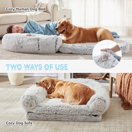 WROS Human Dog Bed, 72"x43"x10" Dog Beds for Large Dogs, Foldable Plush Washable Bed for People Doze Off, Orthopedic Pet Beds for Humans Size Fits You and Pets - Grey