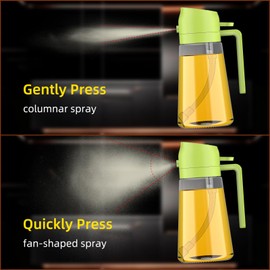 Oil Sprayer for Cooking, 2 in 1 Oil Dispenser Bottle for Kitchen, 16oz/470ml Spray & Pour Oil Dispenser Bottle,Glass Olive Oil Spritzer, Food-grade Oil Mister for Air Fryer,Salad,Frying,BBQ (Green)