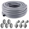 Liquid-Tight Conduit and Connector Kit 1/2 Inch 25 Ft,Flexible Non